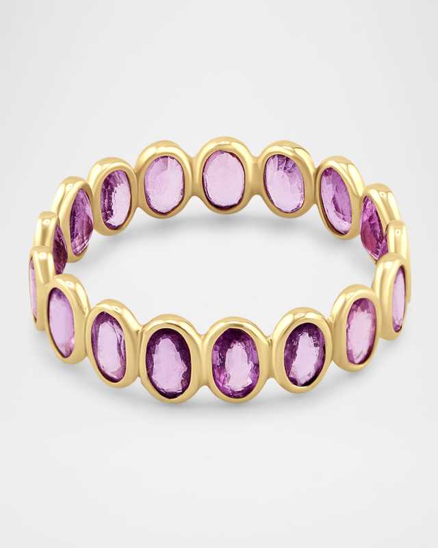 14K Yellow Gold Pink Sapphire Bezel Ring, Size